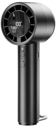 OUILA 3000mAh Mini Ventilateur Portable avec Écran Numérique et Crochet en D, Rechargeable à 5 Vitesses Petit Ventilateur de Poche pour Bureau Maison Extérieur