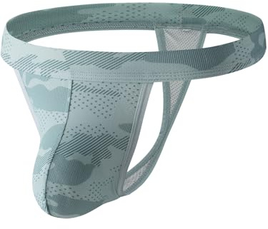 Summer Code String Tanga män Micro Mesh kamouflagemönster Tanga luftiga underkläder kalsonger Low Rise T-Back, Grön, L