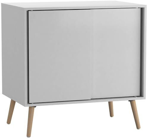 URBNLIVING Modern 2-Door Sliding Chest Cabinet Sideboard Storage Unit with Legs Closet Cupboard Organiser for Bedroom, Living Room, or Hallway Sleek Design with Ample Hidden Storage Space
