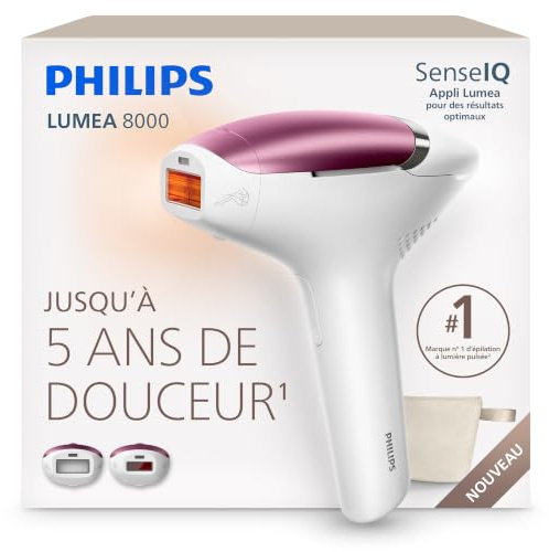 Philips Lumea 8000 IPL-hårborttagningsenhet – långvarigt slät hud med ett professionellt alternativ till laserhårborttagning hemma, medicinskt säker, två tillbehör för kropp och ansikte, BRI934/00
