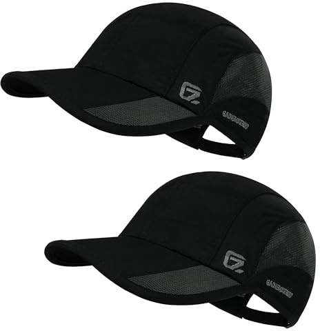 GADIEMKENSD Outdoor Running Hat Men's Cooling UPF50+ Womens Baseball Cap Sport Mesh Sun Hat Trucker Dad Hats Quick Dry Breathable Unstructured for Summer Camping Fishing Hiking Improved Black M