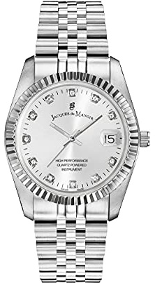 Jacques du Manoir Herr, dam läder/metallrem schweizisk tillverkad kvartsrörelse armbandsur verkställande klassiska klockor semestergåvor