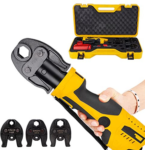 18V Elektrohydraulische Pressmaschine, Elektrowerkzeug mit 2 Batterien,3 Crimpbacken,1series