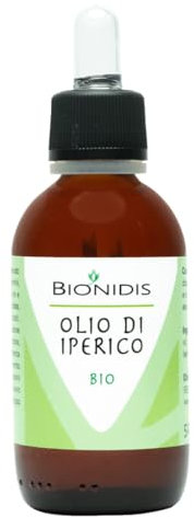 BIONIDIS - Olio di Iperico Puro, Lenitivo e Rigenerante per Pelle Danneggiata. Riduce Cicatrici, Acne e Smagliature. Olio per Massaggio Rilassante corpo e sportivi 100% Naturale Made in Italy, NO OGM