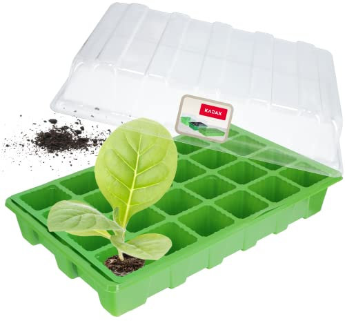 Serre d'intérieur KADAX, 39 x 24,5 cm, Mini Serre en Plastique, boîte de Culture, kit de Culture, Bol de Culture avec Couvercle, Mini Serre (24 Trous de Plantation, Vert)