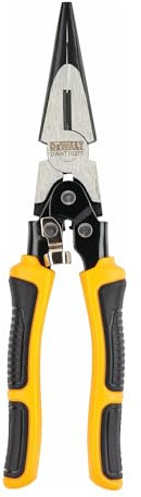 Dewalt Compound Action Long Nose Pliers 190mm. with Induction Hardened Cutting Blades for Strength and Durability.