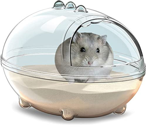 LazySusan Hamster Bad,Hamster Badewanne Box,staubdichte Badewanne,Sand Badebehälter,transparentes Bett,Kleintierspielzeug,Käfig Badewanne WC Zubehör (S 13.6 * 9.6 * 9 cm)