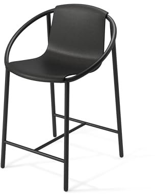 Umbra Ringo Barstuhl, Tresenstuhl mit Fußstütze und Armlehne, Zwart, Thekenhöhe
