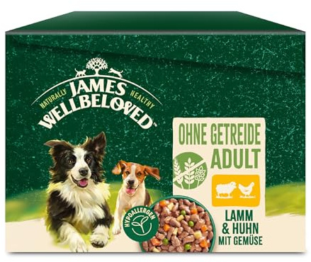 James Wellbeloved Grain Free Adult Dog Food with Lamb and Chicken in Gravy Pouch 12 x 90 g