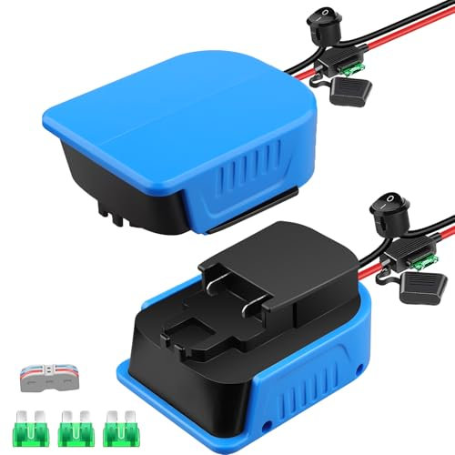 TPDL 2 Stück Power Wheel Adapter für Bosch 18V PBA Gardena H&G Akku, Akku Adapter mit 14 AWG Drähten-Kabel,& Sicherung & Schalter für DIY Modify, RC-Spielzeug, Ride On Truck