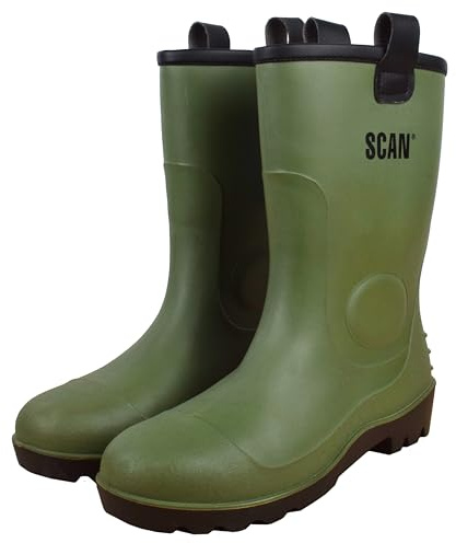 Scan Unisex Fleece Lined Wellington Boot, Green, 9 UK