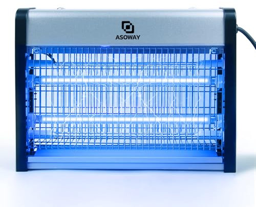 Asoway Lampe Anti Moustique, UV Tueur d'Insectes Électrique Tue Mouche Eléctrique Exterieur et intérieur, électrique Bug Zapper Efficace Portée 80 m² (Lampe Anti Moustique)