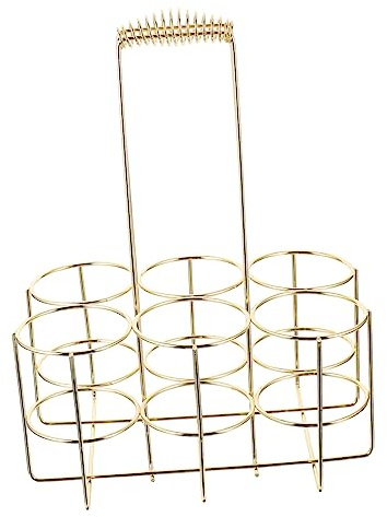 Mobestech Beer Bottle Carrier Rack Metal Beer Bottle Basket Gold Small Size for Bbq Outdoor Use