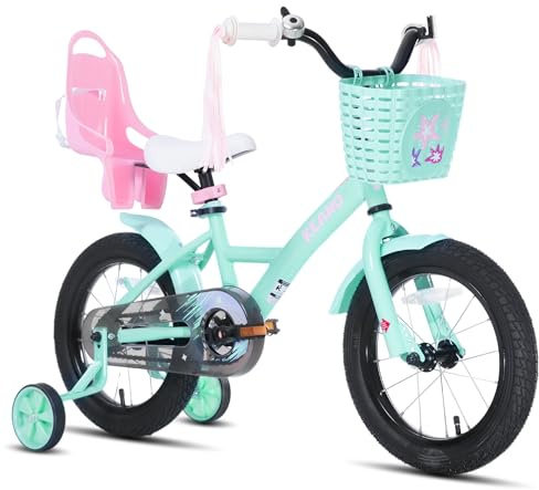 KEANO JOYSTAR Zinnia 16 pollici bicicletta per bambini per ragazze dai 4 ai 7 anni, bicicletta da 16 pollici per ragazze con ruote di supporto, cassetta e tubi pneumatici, verde