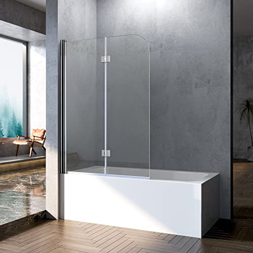 Duschwand für Badewanne 100x120cm 2-teilig Faltbar Duschtrennwand Badewannenaufsatz Duschabtrennung mit 6mm Nano Easy Clean Glas