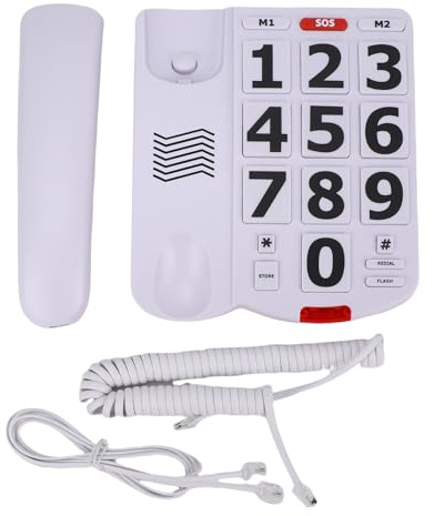 Telefoner med stora knappar One Touch Dialing Justerbar ringsignal och lurvolym Stor knapp med sladdtelefon med fotominne för äldre äldre