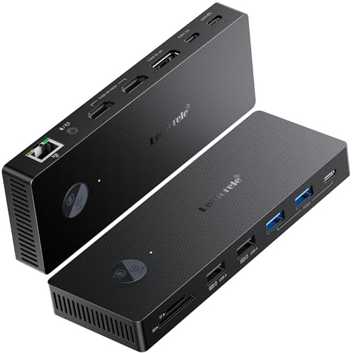 Lemorele Docking Station USB C Doppio Monitor, Docking Station USB-C Triplo Display, 13 in 1 con 2 * HDMI 4K, DP/DisplayPort, 4 * USB, USB-C 3.0, PD 100 W, SD/TF, Audio/Mic per Dell, HP, Lenovo, ecc
