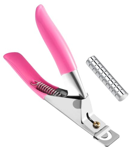 QEXUJOW Coupe-ongles,Une pince à ongles professionnelle rose avec 15 calibres magnétiques ; une pince professionnelle adaptée aux faux ongles, aux ongles en gel et aux ongles en acrylique.
