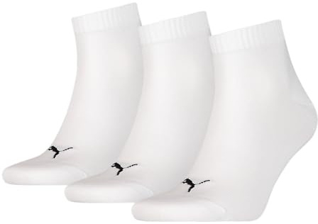 Puma - Quarter Plain 3P, Chaussettes de Sport - Mixte Adulte, Lot de 3, Blanc, 39-42
