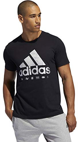 adidas Badge of Sport Tee Chemise Homme, Noir/Blanc, L Tall