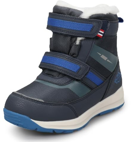 UOVO Boys Waterproof Winter Boots Snow-Resistant Boots Non Slip Walking Warm Boots Fleece Lining Blue Size 2 UK Little Kids