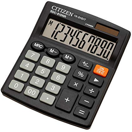 Citizen Taschenrechner SDC810NR 10-stellig schwarz Büro Tischrechner Batterie Dual Power Solar und Batterie