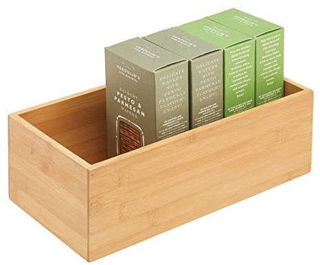 mDesign Bambusbox zur Küchenaufbewahrung – Schubladenbox aus umweltfreundlichem Bambusholz – Aufbewahrungsbox für den Küchenschrank, die Schublade oder Vorratskammer – naturfarben
