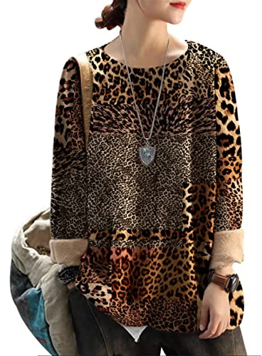 YESNO Women Long Sleeve Jumpers Oversized Graphic Knitted Sweater Crew Neck Loose Vintage Pullover Sweater Tops L S01UK CR10