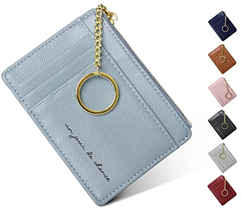 Gadom Ladies Purse, Women's Wallet RFID Blocking 8 Cards Slim Minimalist Card Holder Zipper Coin Pocket Small Change Wallet with Keyring for Cash, Cion, Card, Bill