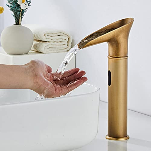 Mitigeur Lavabo Automatique à Infrarouge Eau Froide Robinet Automatique avec Capteur Infrarouge Retro Robinet Mitigeur Lavabo Cascade-Antique_Haut