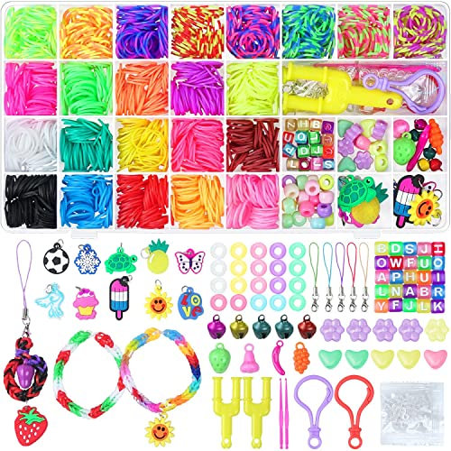 PAZOFA Rubber Bands Refill Kit 1500+ Rubber Bands Bracelet Making Kit Bracelet Making Kit for Kids Friendship Girls Birthday Party Gift Kits