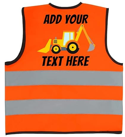 Home and Plan Personalized Children's Construction Vest - Halloween & Construction Worker Costume for Little Boys & Girls - Orange