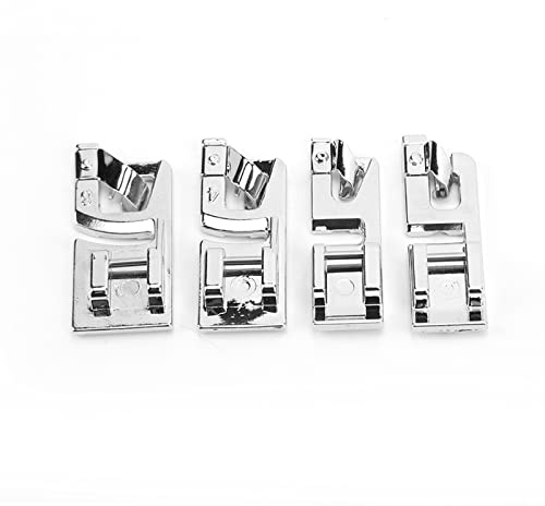 4 Pezzi Piedino per Orlo Arrotolato Kit Piedino per Orlare Piedino per Macchina da Cucire Piedino per Macchina da Cucire Kit Piedini per Cucire per Singer Brother Piedino per Orlo Gambo Basso Macchina