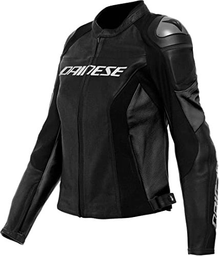 Dainese Racing 4 Perforierte Damen Motorrad Lederjacke (Black,44)