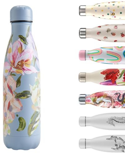 Chilly's Original Water Bottle - Vacuum Insulated Stainless Steel Water Bottle, Reusable Thermal Flask For Hot & Cold Drinks - Leak Proof, No Sweat - Magnolia Polka, 500ml
