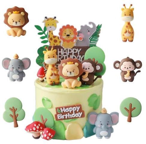 Hiornafiy 7 Pezzi Decorazione per Torta Decorazione per Torta Decorazione per Animali Inserto per Torta Carta per Torta di Compleanno Decorazione per Animali (A)