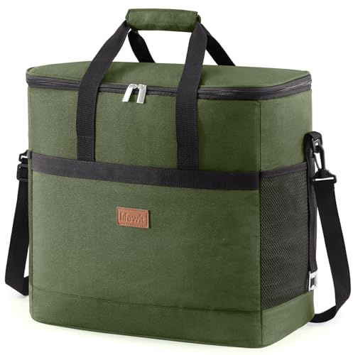 Lifewit Sac Isotherme 40L, Grand Format Glaciere Souple Isothermes, Portable Sacs Isotherm Courses Surgelés pour Voyage, Pique Nique, Camping, Plage, Vert