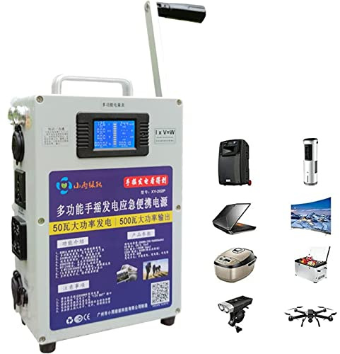 150W/500W manuell handvevgenerator Bärbar nödhandkraft USB-laddningsgenerator, handvev DC-generator för camping utomhusaktiviteter,500W
