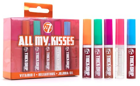 W7 All My Kisses Lip Gloss – 5 Piece Thick Drip Collection - Hydrating Lip Care