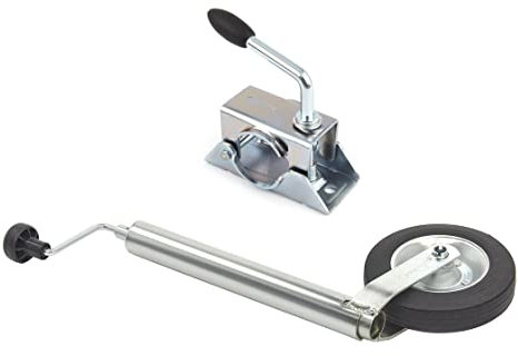 generisch Set Stützrad 200 x 50 mm 150 kg Stützlast mit Vollgummirad mit passendem Klemmhalter Ø 48 mm Anhänger Schlepper Traktor Stützrohr Schlepper Schlepper