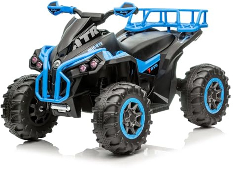 Quad eléctrico para niños 12 V – ATV 1.0 con mando a distancia, 3 velocidades, MP3/USB, luces LED, ruedas grandes, marcha adelante/atrás – Quad niño/niña 3 – 8 años (BLU)