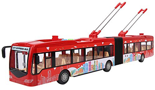 XGOUGUAAU Autobus urbano elettronico con luci musicali, autobus giocattolo educativo per bambini, modello di traffico inerziale con luci e suoni fantastici, giocattolo didattico interattivo