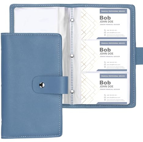 PATIKIL Business Card Holder Book 7 x 4 Inch, 2 Pack Professional Leather Business Card Organizer with 96 Capacity Organizer Binder Booklet Storage Folder for Men Women Credit ID, Blue