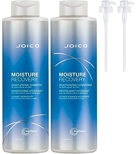 Joico Moisture Recovery Shampoo 1000ml & Conditioner 1000ml for Dry/Damaged/Dehydrated Hair hair DUO Set + FREE PUMPS