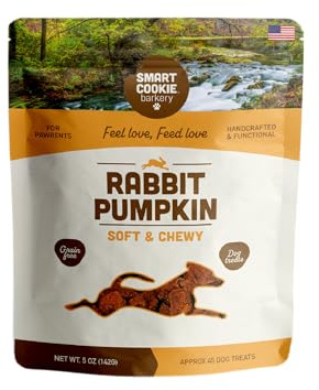 Smart Cookie All Natural Dog Treats - Rabbit & Pumpkin - Training Treats for Dogs & Puppies with Allergies, Sensitive Stomachs - Soft Dog Treats, Grain Free, Chewy, Human-Grade, Made in USA - 5oz Bag