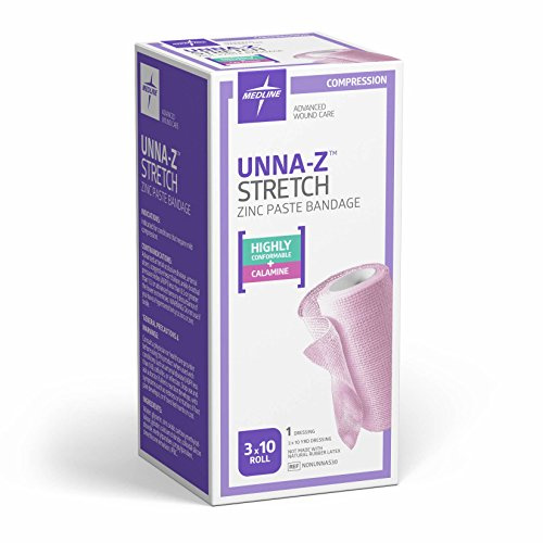 Medline Unna-Z Stretch Zinc Oxide Compression Bandage with Calamine, 3 x 10 yd., Ideal for Conditions Requiring Mild Compression