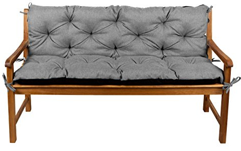Gutekissen® Cuscino per panchina, Cuscino per seduta, Cuscino per schienale, Cuscino da giardino, Cuscino trapuntato, Altalena da giardino, Mobili da giardino LAW (110x50x50, Grigio)