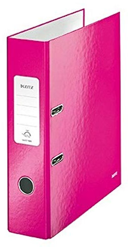 Leitz Qualitäts-Ordner 180°, A4, 8 cm Rückenbreite , laminierte Graupappe, Pink, WOW Serie, Design kann variieren, 10050023