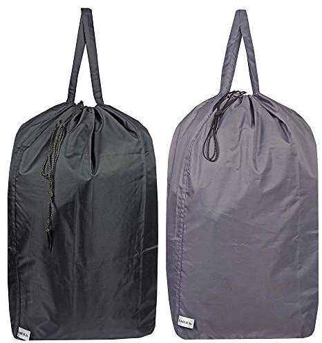 UniLiGis Washable Travel Laundry Bag with Handles and Drawstring, Heavy Duty Large Enough to Hold 3 Loads of Laundry, Fit a Laundry Basket or Clothes Hamper, 27.5x34.5 in,Grey and Black
