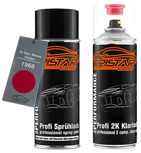 TRISTARcolor Car paint 2K spray can set for Gen. Motors/Holden 1968 Firethorn Red Base coat 2K clear coat spray can